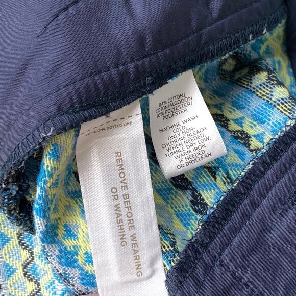 LOFT Textured Riviera Shorts 6" NEW Size 6 Geometric Jacquard Blue Yellow - Picture 9 of 12